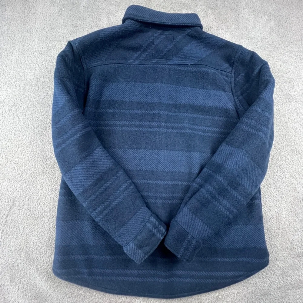 Voyager Mens Blue Striped Sherpa Lined Fleece Shirt Jacket‎ Shacket Medium